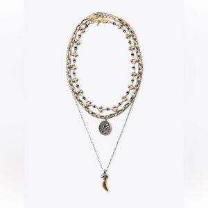 Zara pack of 3 horn glitter necklace new in box